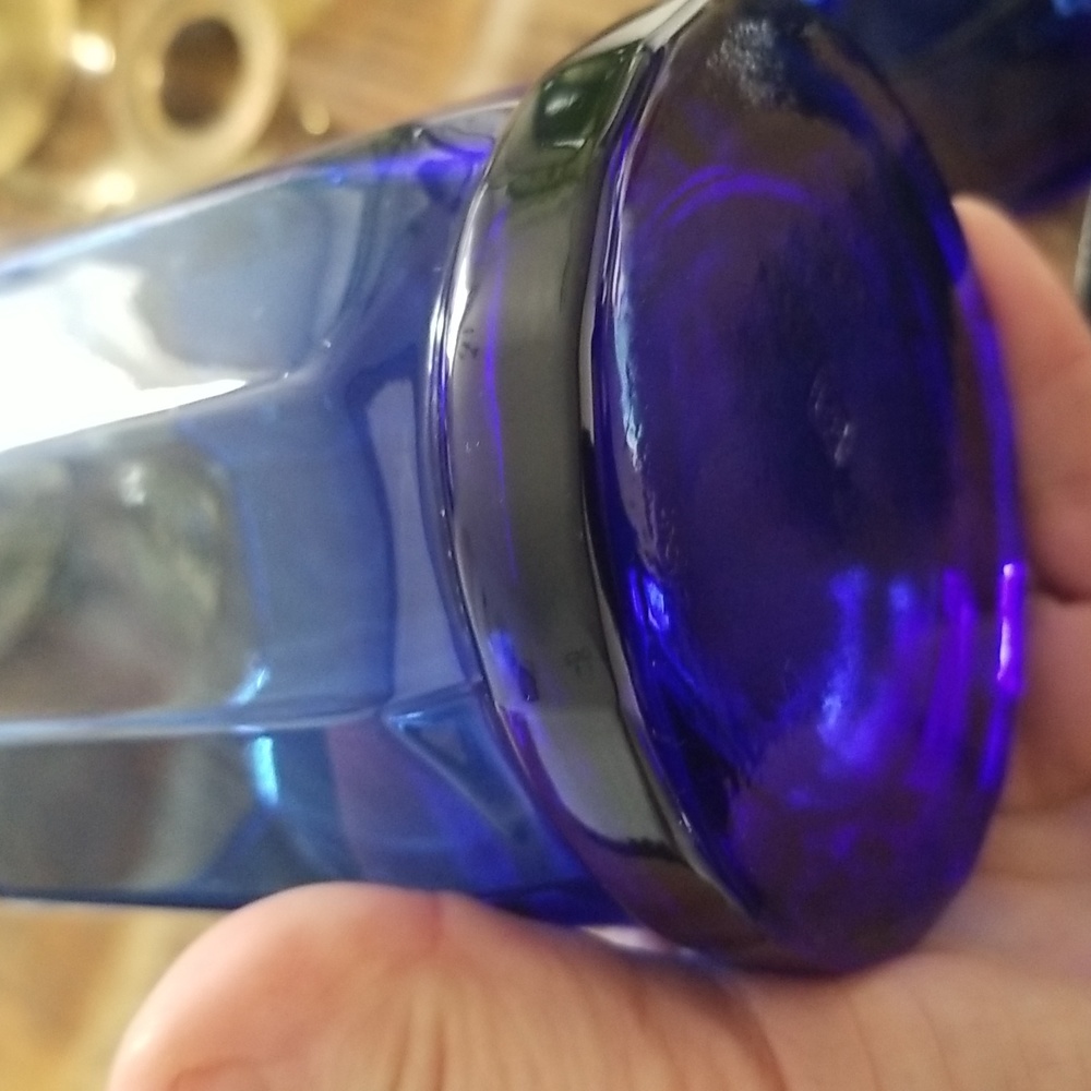 Vintage Retro Set of Four Anchor Hocking Cobalt Blue Essex 10 Panel Glasses - Picture 4 of 9